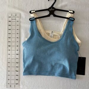 90 Degree by Reflex 2 Pack Stonewash Alamo Scoop Neck Bra Tanks